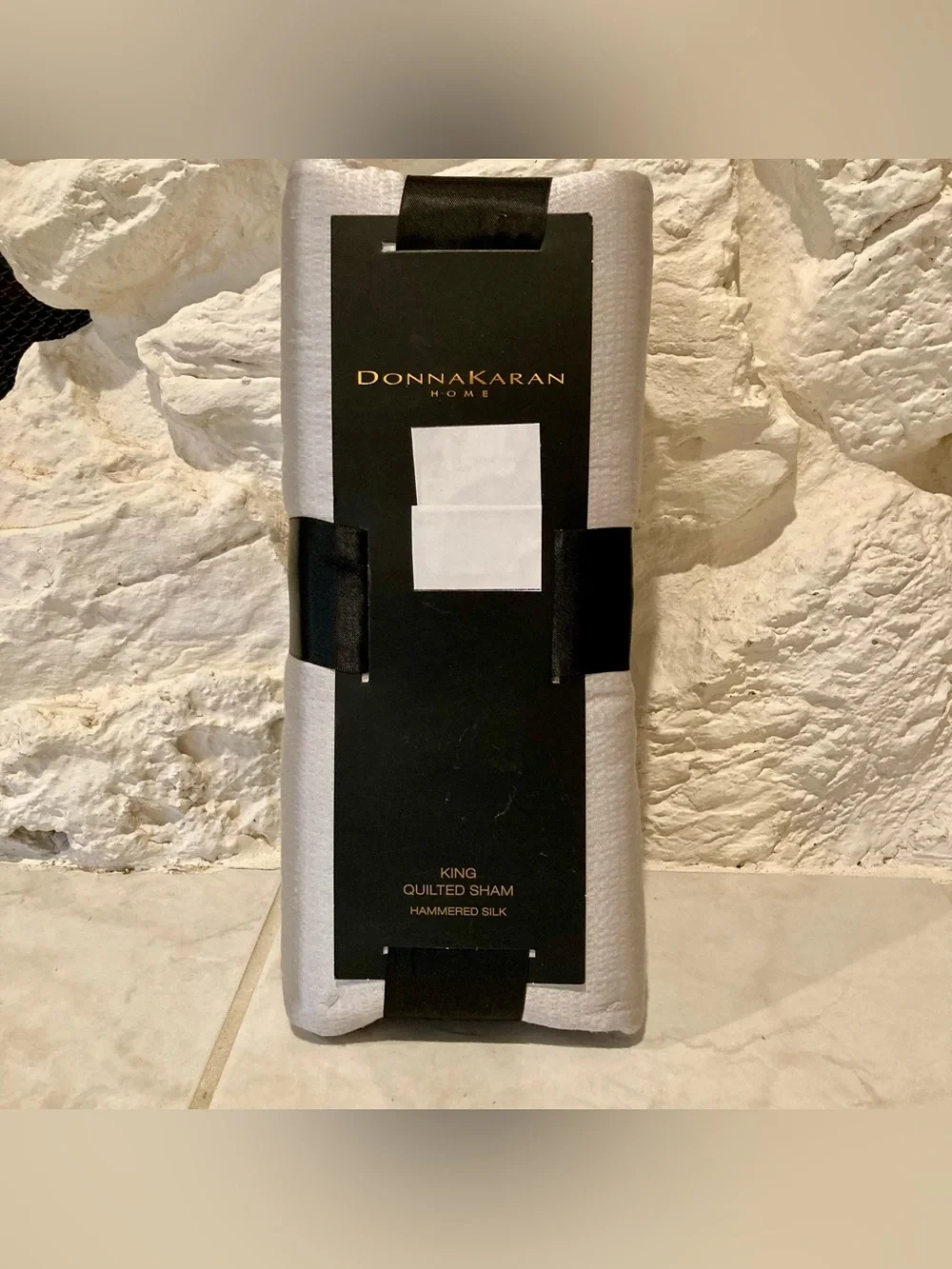 NEW Donna Karan Home hammered silk blend King sham in platinum